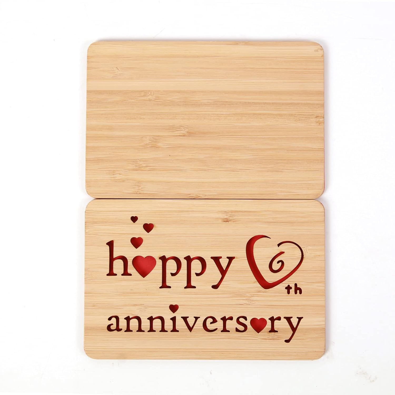 Wooden 6Th Anniversary Card,Handmade 6 Years Wedding Anniversary Greeting Cards,6Th Iron Anniversary Card For Her,Him,Husband,Wife