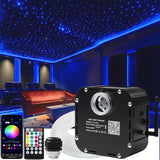 High Brightness 50W Twinkle Fiber Optic Starlight Kits 1200Pcs*0.03In*16.4Ft End Glow Fiber Strands Sound Activated Bluetooth/App Remote Control Home Shop Lobby Theater Ceiling Roof Decor