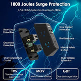 Surge Protector Outlet Extender 5 Outlets 4 USB Ports 1800J 3 Side Wall Plug Black