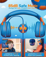 Kids Wired Headphones with Mic, Volume-Limiting, Foldable & Safe for Learning