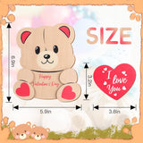 Wooden Valentine'S Day Bear Card Funny Valentine Greeting Card Wood 3D Valentine'S Day Card Anniversary Card Love Cards Valentine'S Day Gifts For Her, Wife, Husband (Lovely)