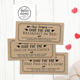 15 Gold Iou Love Voucher Coupons For Him/Her, Husband/Wife, Boyfriend/Girlfriend | For Valentines Day, Birthday, Anniversary, Romantic Christmas Gift, Naughty I Owe You Cards