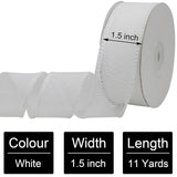 White Burlap Wired Ribbon,1-1/2 Inch X 10 Meters Fabric Wired Edge Ribbon For Party Decorations, Tree Decoration,Outdoor Decoration, Christmas Decoration, Diy Wreath Craft, Gift Wrapping.