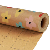 Kraft Floral Wrapping Paper Roll - 17 Inches X 33 Feet (47 Sq. Ft. Ttl.) Colorful Abstract Daisy Design Flower Gift Wrap For Valentine'S Day, Wedding, Bridal Shower, Birthday, Engagement