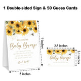 Baby In Bloom How Big Is Mommys Belly Game, Measure The Baby Bump Baby Shower Game, Sunflower Baby Shower Party Decor & Supplies, 1 Sign & 50 Guess Cards-A05