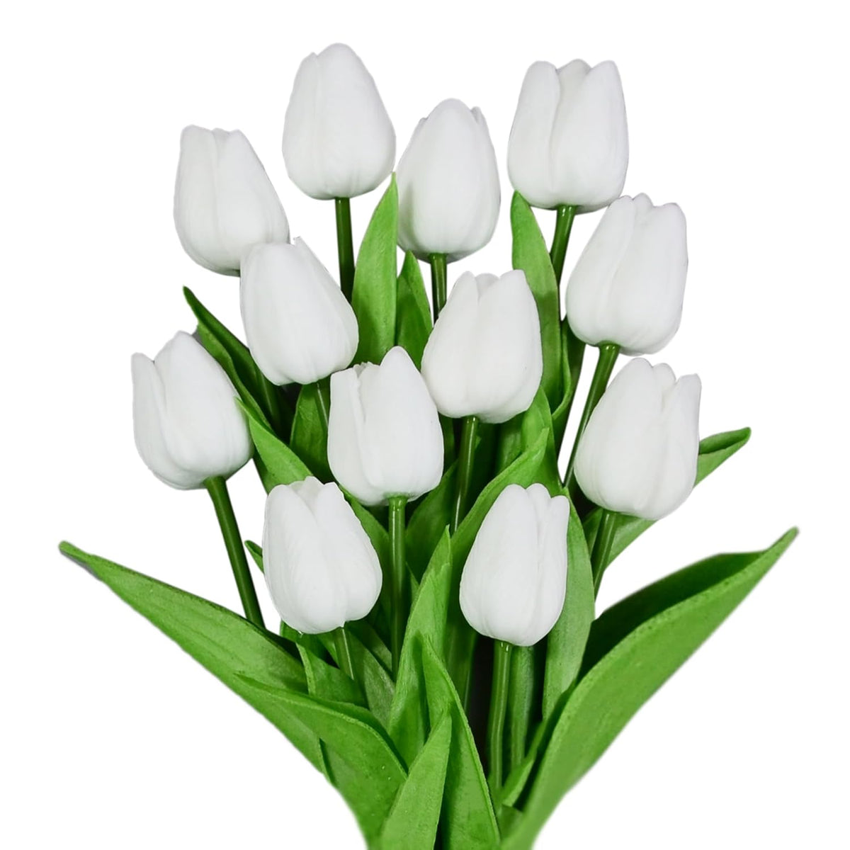 12Pcs White Tulips Artificial Flowers, 13.4" Artificial Pu Flowers Fake Tulips For Spring Mother'S Day Easter Valentine’S Day Gifts In Home Kitchen Wedding Dining Table Decorations