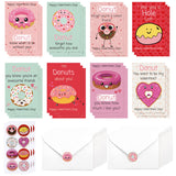 ?24 Pcs Valentine'S Day Cards With Envelopes And Stickers, Hearts And Donuts Themed Greeting Cards, Kids Classroom Exchange, Wedding Cards, Valentines Party Favorites, 8 Designs?