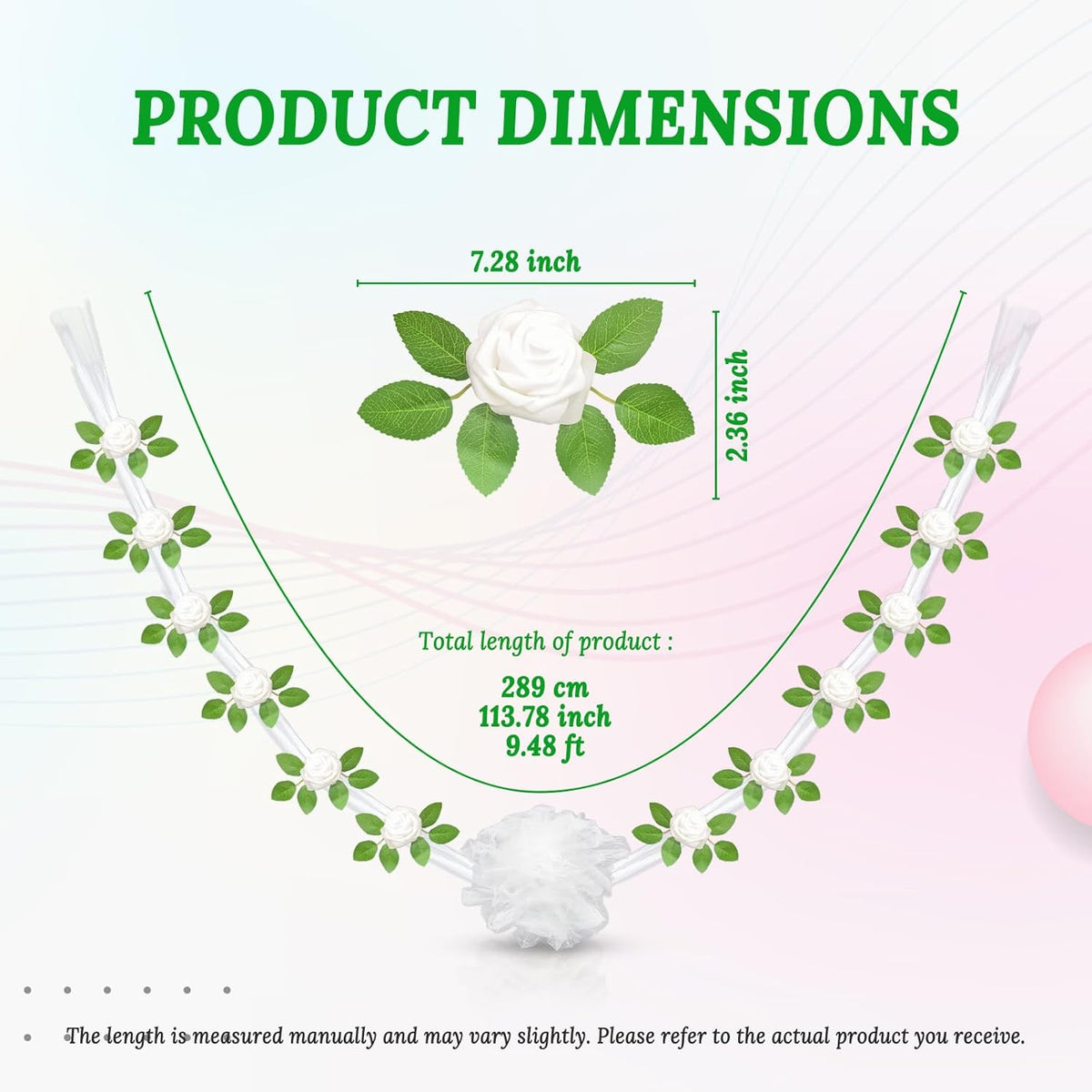 Wedding Car Decorations – Artificial Flower Ball Bouquet & White Yarn Balls Tulle Ribbon Set, Artificial Flowers With Suction Cups, Just Married Decor Cars Bow For Bridal Shower Ceremony