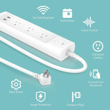 Smart WiFi Surge Protector Power Strip 3 Smart Outlets 2 USB Ports Alexa Google Home Compatible White