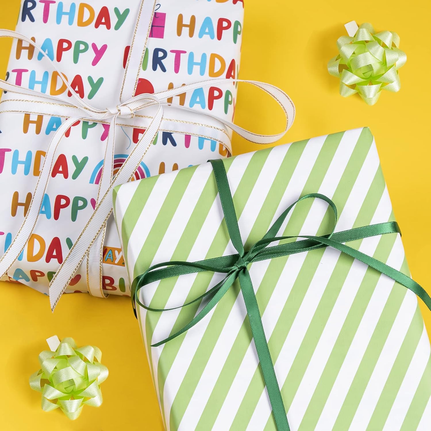 30 Inch Jumbo Reversible Birthday Wrapping Paper - 30 Inch X 100 Feet Jumbo Roll - Colorful Happy Birthday Wrapping Paper For Party, Baby Shower And More Occasions