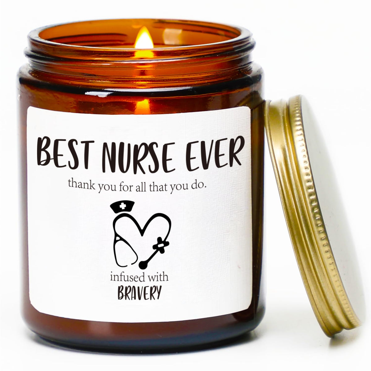 Nurse Gift For Women,Best Nurse Ever Candle, Thanksgiving Funny Gift For Nurse Week Appreciation Graduation Retirement,Christmas Nurse Practitioner, Rn Gifts For Women,Sandalwood Sectend Candle,7Oz