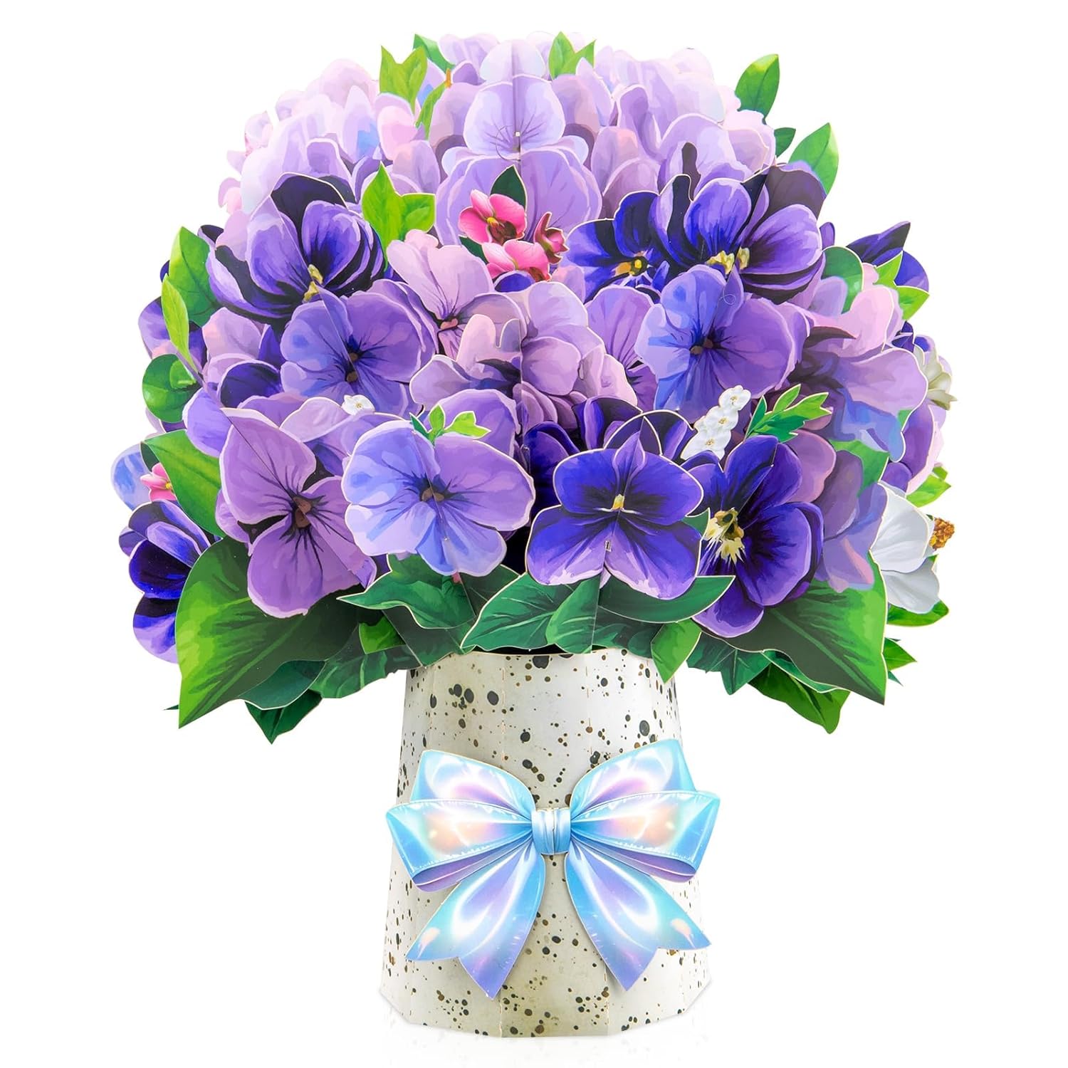 Violet Big Pop Up 13 Inch Paper Flower Bouquet Greeting Cards With Blank Note & Envelope, Ideal Gift For Celebrating Love, Holiday, Birthday, Anniversary, Mother'S Day, Housewarming