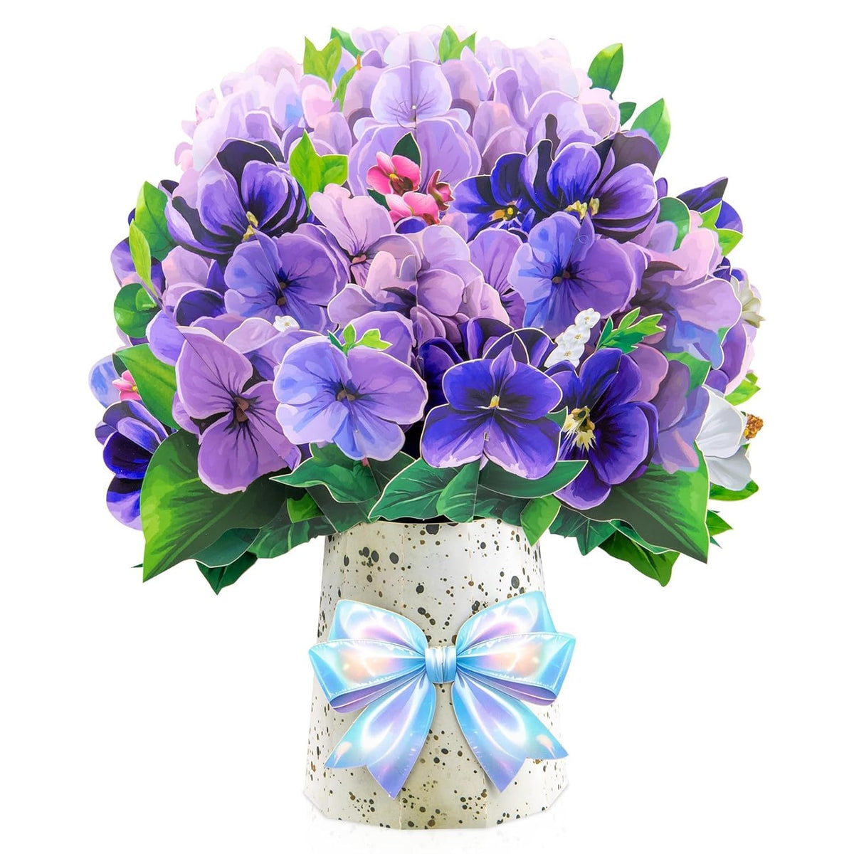 Violet Big Pop Up 13 Inch Paper Flower Bouquet Greeting Cards With Blank Note & Envelope, Ideal Gift For Celebrating Love, Holiday, Birthday, Anniversary, Mother'S Day, Housewarming