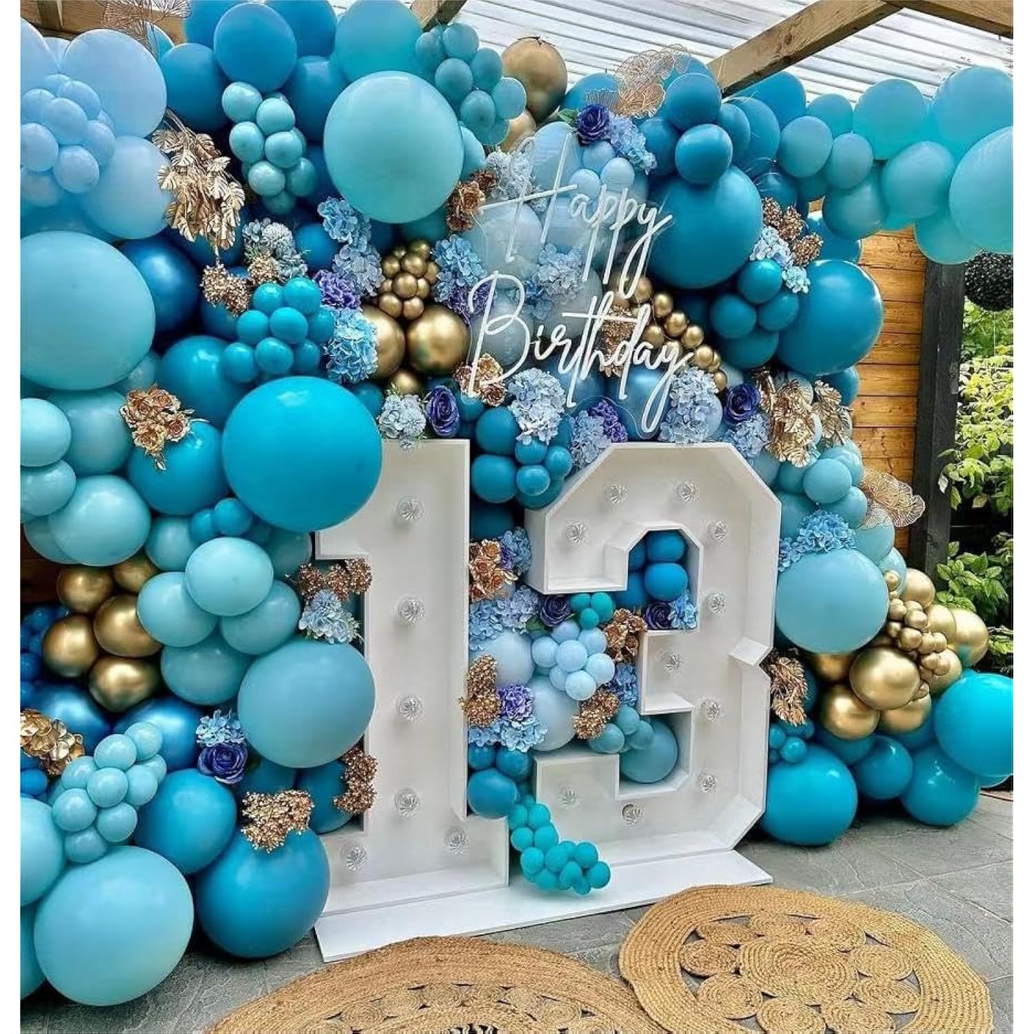 102Pcs Teal Blue Balloon Kit 18in 12in 10in 5in Party Decoration Set