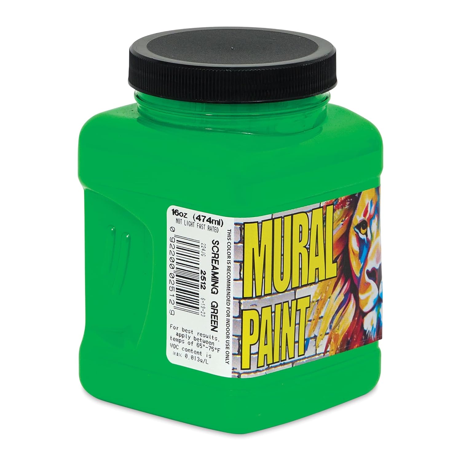 Chroma Acrylic Mural Paint for Interior and Exterior Murals - Lightfast, Mixable, Hard-Wearing Vibrant Pigment, 16 oz Screaming Green (2512)