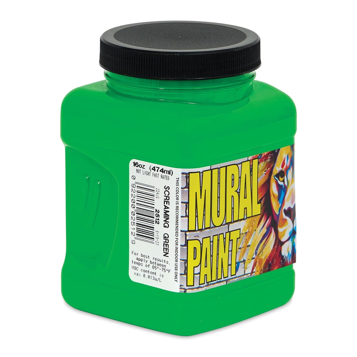 Chroma Acrylic Mural Paint for Interior and Exterior Murals - Lightfast, Mixable, Hard-Wearing Vibrant Pigment, 16 oz Screaming Green (2512)