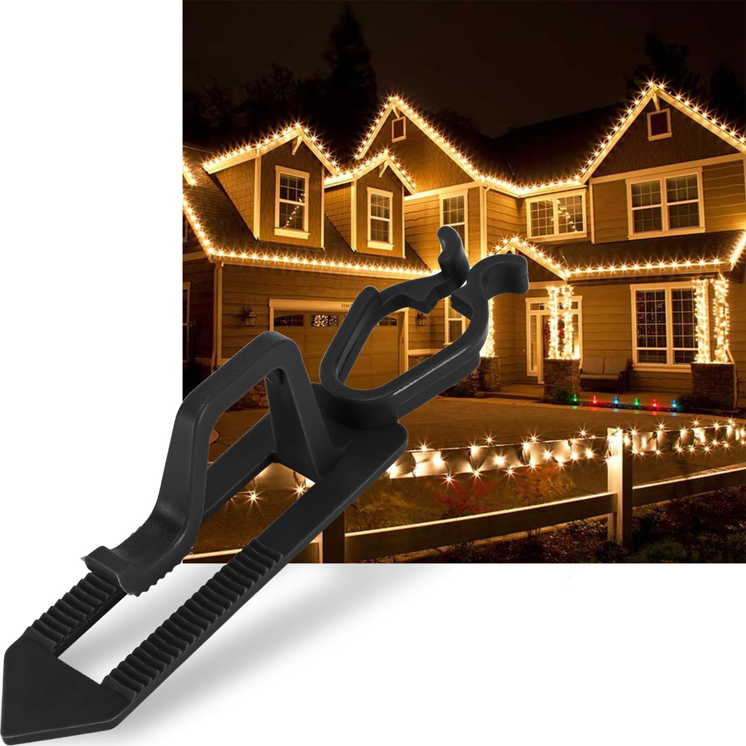 Christmas Light Clip, 200 Packs Clay Tile Roof Clips, Outdoor Holiday Light Clips For C7, C9, Mini Lights And Icicle Lights (Black)