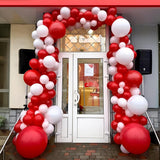 Red And White Balloon Arch Kit,120 Pcs White Red Balloon Garland, 18 12 10 5 Inch Latex Balloons For Birthday Bridal Shower Christmas Engagement Anniversary Bachelorette Party Decoration
