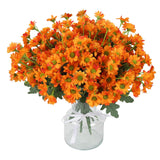10 Bundles Artificial Mums Flowers For Fall Outdoors Planters Orange Artificial Daisy Flowers Fake Fall Mums Uv Resistant Faux Silk Flowers For Home Indoor Decor Thanksgiving Window Box