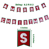 Felt Merry Christmas Banner Garland, 6.5''X5'' Each Piece,8.2 Ftx2, Indoor Decorations, Banner For Christmas Xmas Decorations Indoor, Home Office Party Fireplace Decor