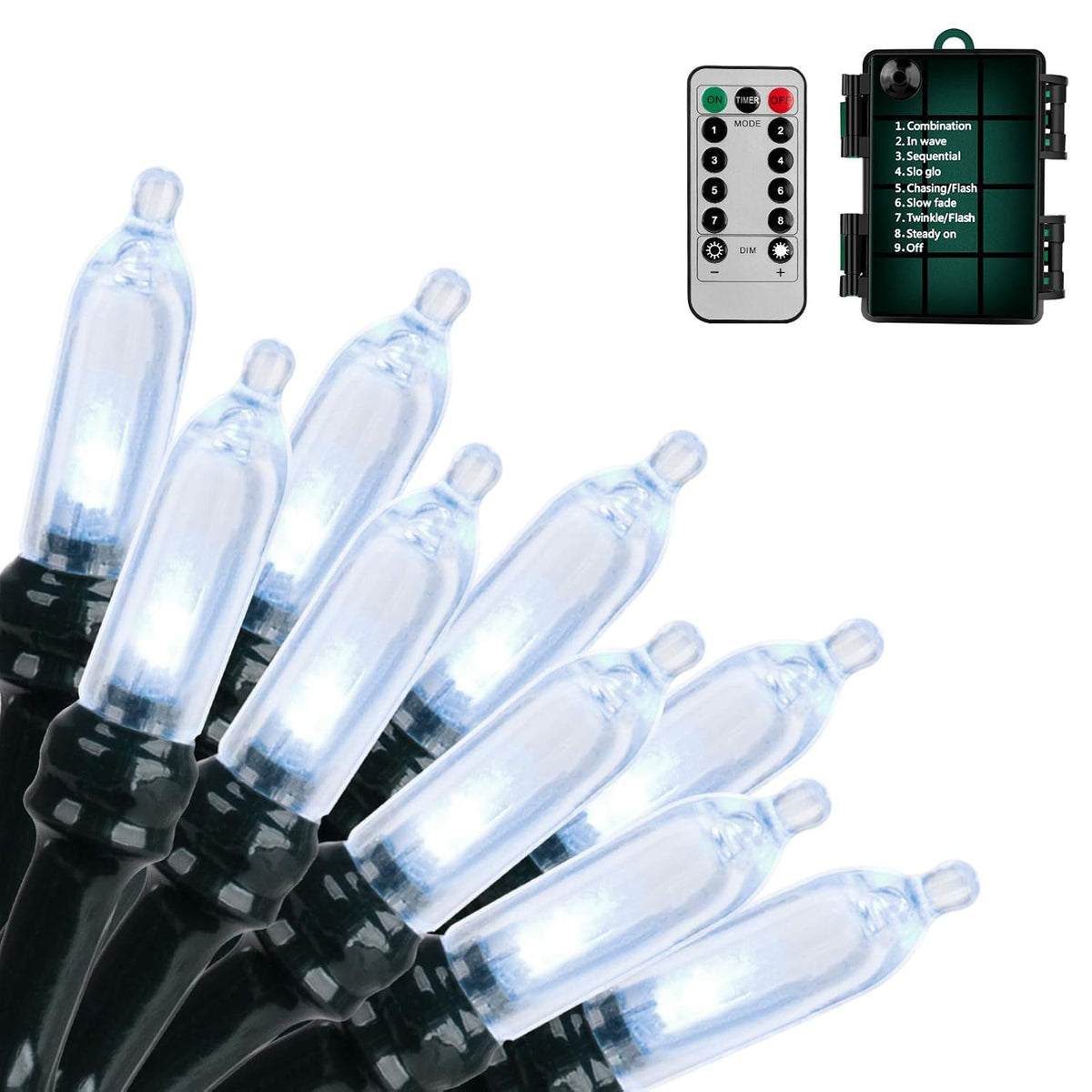 Christmas Lights, Battery Operated String Lights 18Ft 50 Led Mini String Lights, Waterproof Lights With Remote Timer 8 M