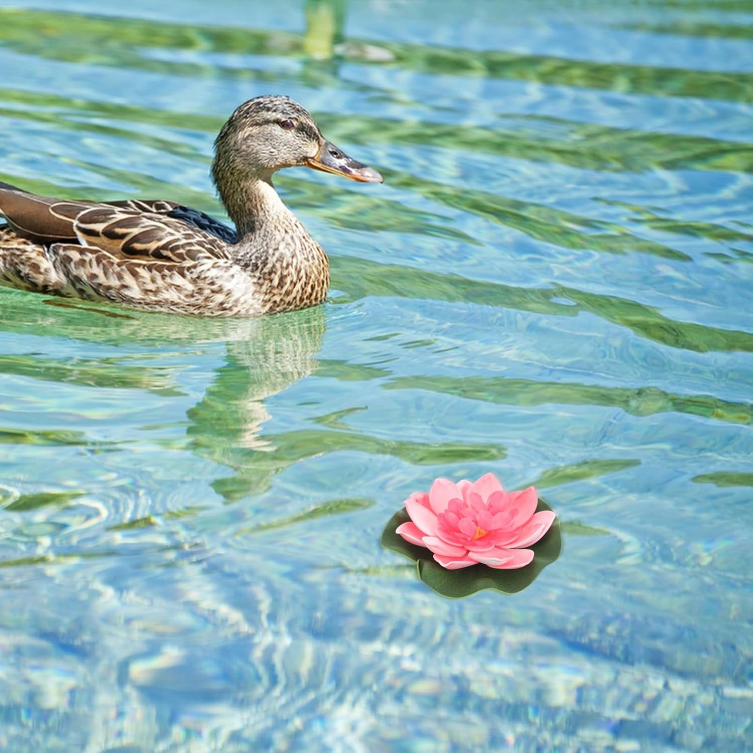 Artificial Floating Water Lily Lotus Flower Pond Decor 3.94 Inch Simulated Lotus For Garden Home Patio Water Feature Decoration