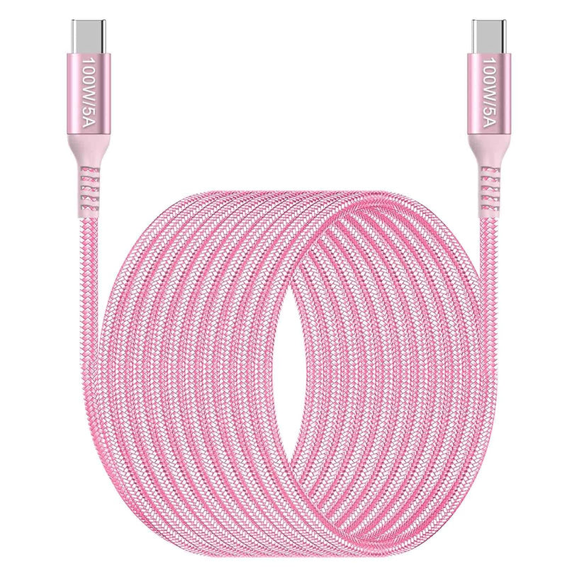 100W Usb C Cable 10Ft Pink,Long Usb-C To Usb-C, Usb Type C To C Fast Charging