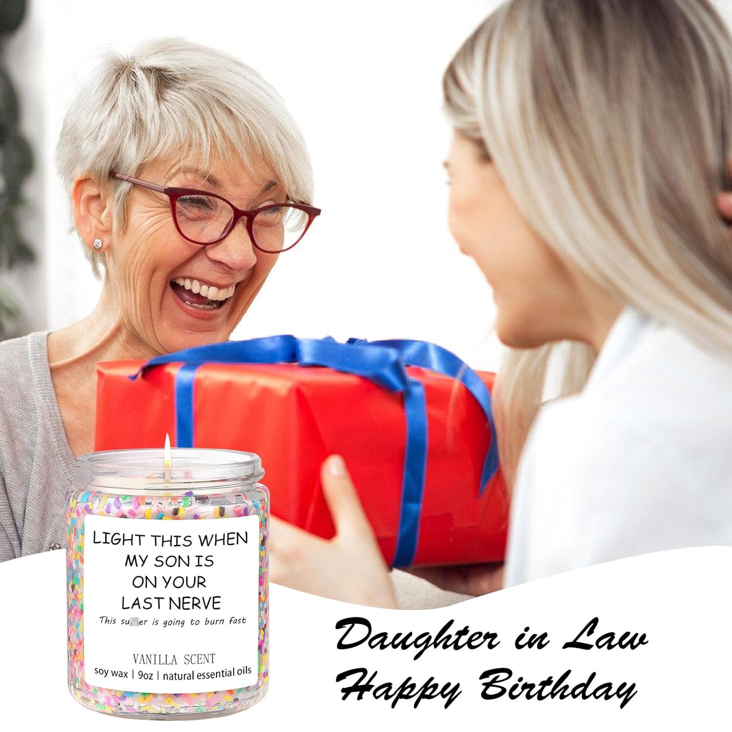 Daughter In Law Gifts - Funny Wedding, Birthday, Christmas Gifts For Daughter In Law From Mom Dad - Best Mothers Day Gift For Sons Girlfriend - Scented Candles