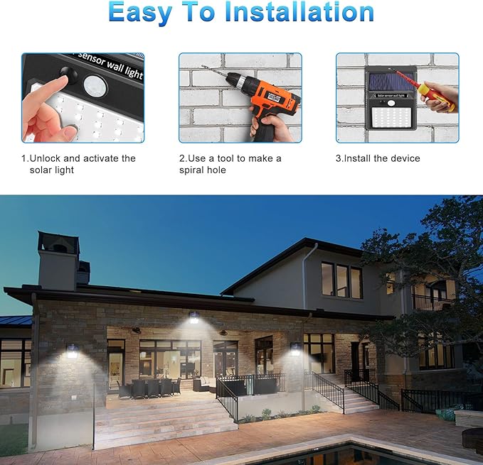 6 Pack Solar Motion Sensor Security Lights Waterproof Outdoor Garden Fence Patio Garage Lights