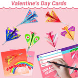 30Pcs Valentines Day Cards With Envelopes, Colorful Paper Airplane Gift Cards For Valentine’S Day, Origami Flying Airplane Greeting Cards For School Classroom Exchange Activity