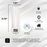 32W T4 Tri Tube CFL Light Bulb GX24Q-3 4-Pin Base 4200K Cool White 2030 Lumens 4 Pack