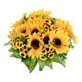 Artificial Sunflower Bouquet, 4 Bunches Silk Sunflowers Fake Yellow Flowers For Home Decoration Wedding Decor (4 Pack)