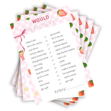 30Pcs Strawberry Baby Shower Games, Pink Gingham Berry Would She Rather Bridal Shower Game, Gender Reveal Game, Berry Sweet Baby Shower Decorations