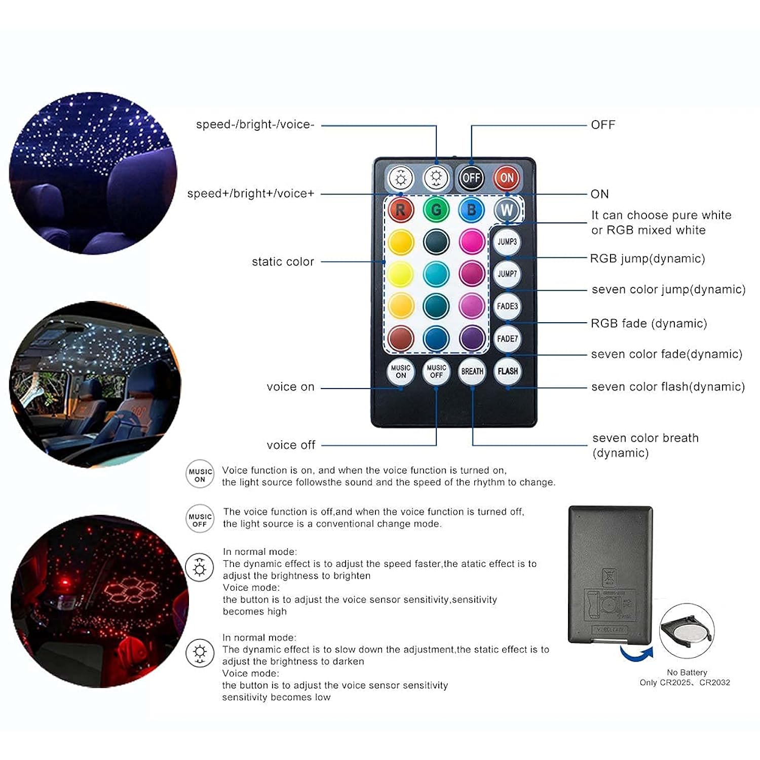Bluetooth 16W Rgbw Fiber Optic Lights Star Ceiling Lighting Kits 450Pcs 0.03In 9.8Ft Music Sound Activated App Remote Control Car Home Headliner Decor