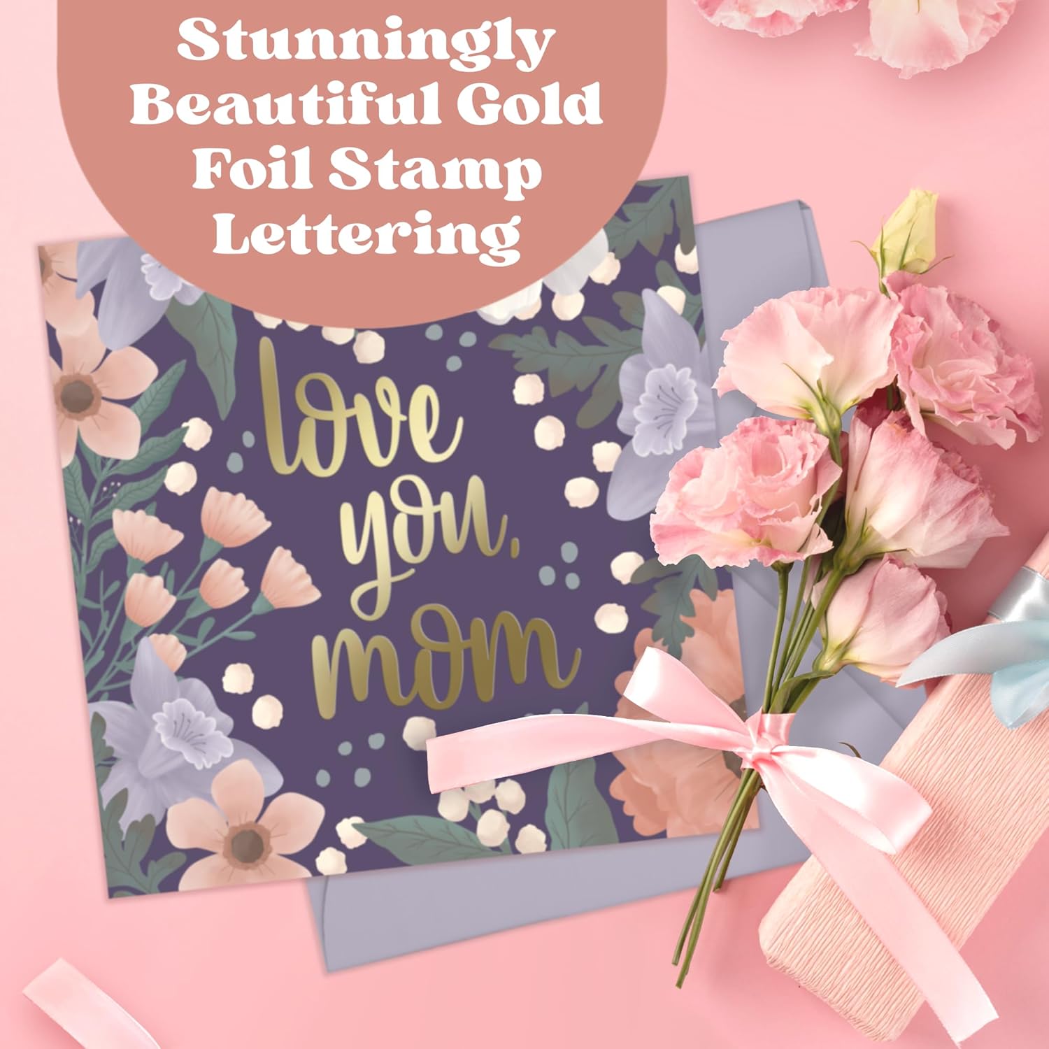Mothers Day Card For Mom From Daughter Or Son - Heartfelt Message Inside - Unique Design With Room For Personal Note