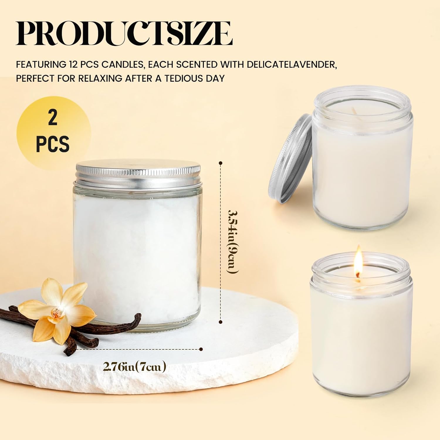 2 Pcs 8Oz Large Vanilla Scented Candles, Luxury Soy Wax Candle Gift Set | Long Lasting Warm & Cozy Fragrance, Elegant Gift For Anniversary, Valentine'S, Christmas