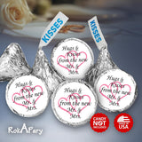 324 Hugs And Kisses From The New Mr. & Mrs. With Interlocking Hearts Wedding Stickers, Chocolate Drops Labels For Bridal Shower Engagement Party Decorations, Favors Decor For Kiss (Pink)