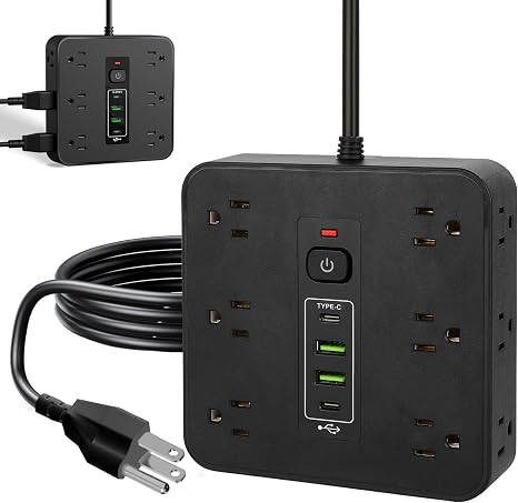 16 in 1 Power Strip Surge Protector 12 AC Outlets 2 USB C 2 USB A
