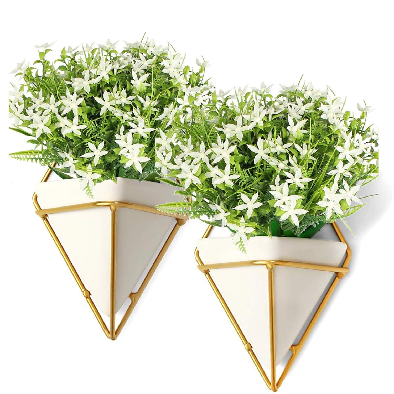 6Pcs Artificial Uv Resistant Flowers Outdoor Fake Plants Flowers Star Jasmine White Greenery Plastic Flowers Farmhouse Plants Shrubs For Hanging Planter Garden Cemetery Grave Kitchen Decor
