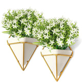 6Pcs Artificial Uv Resistant Flowers Outdoor Fake Plants Flowers Star Jasmine White Greenery Plastic Flowers Farmhouse Plants Shrubs For Hanging Planter Garden Cemetery Grave Kitchen Decor