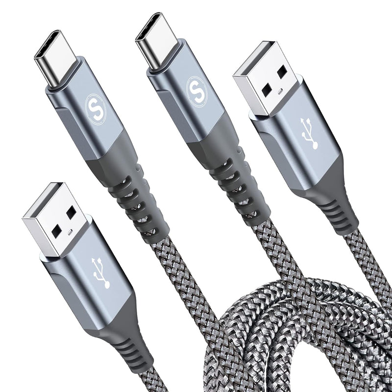 Usb Type C Cable [2-Pack 6.6Ft+6.6Ft], Type C Iphone 15 Charger Nylon Braided