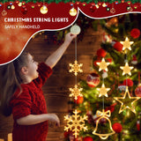 Christmas Window Lights Decorations Battery Operated With Suction Cup Couple, 3 Pack Snowflakes Bells And Stars Christma