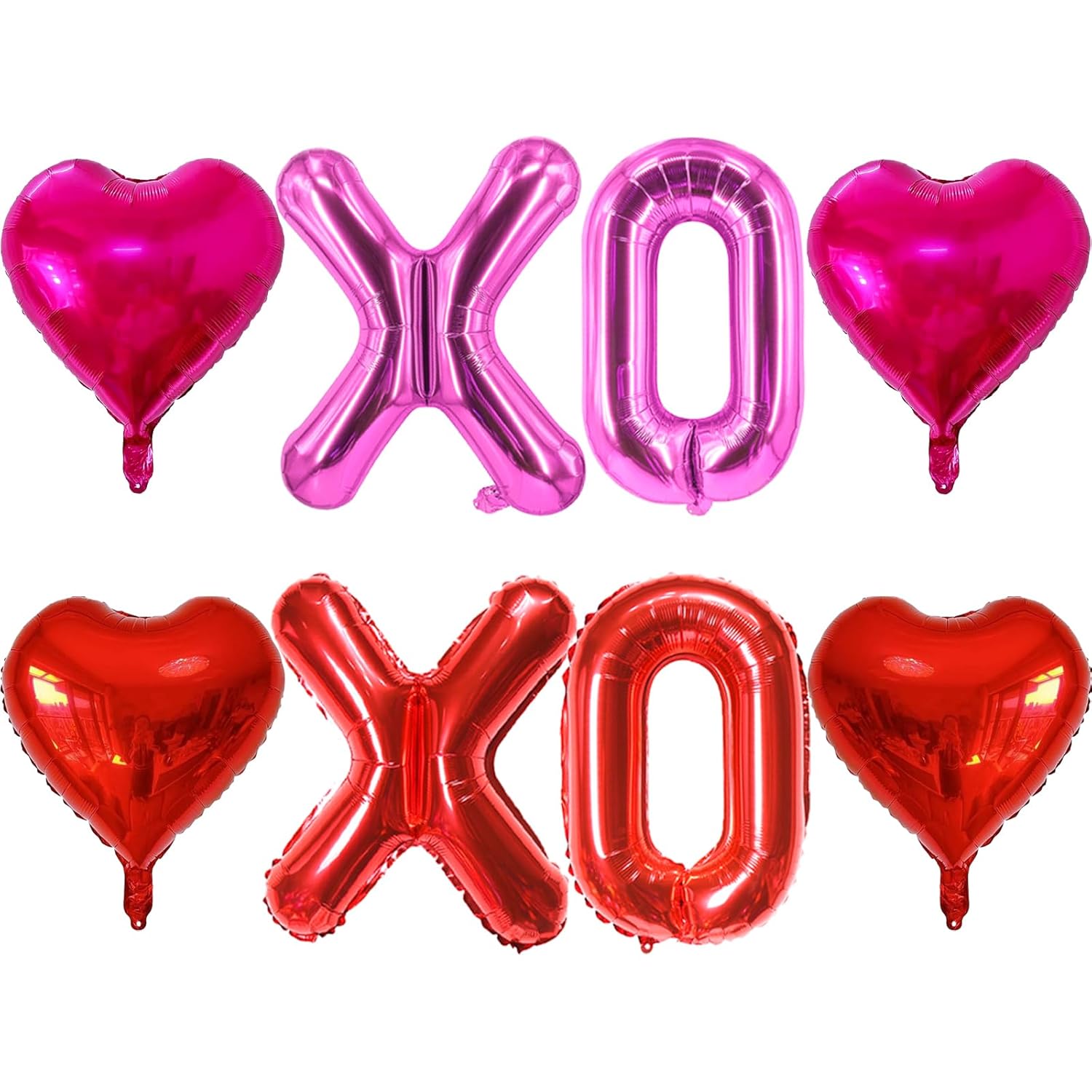 8Pcs Valentines Day Decorations - 18 Inch Red Heart Balloons And Rose Red Heart Shaped Balloons - Valentine Balloon For Romantic Special Night Party Supplies - Valentines Day Party Decorations
