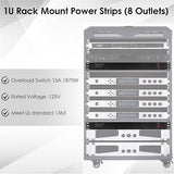 8 Outlet Rack Mount PDU Power Strip 15A 1875W 6FT 14AWG Cord