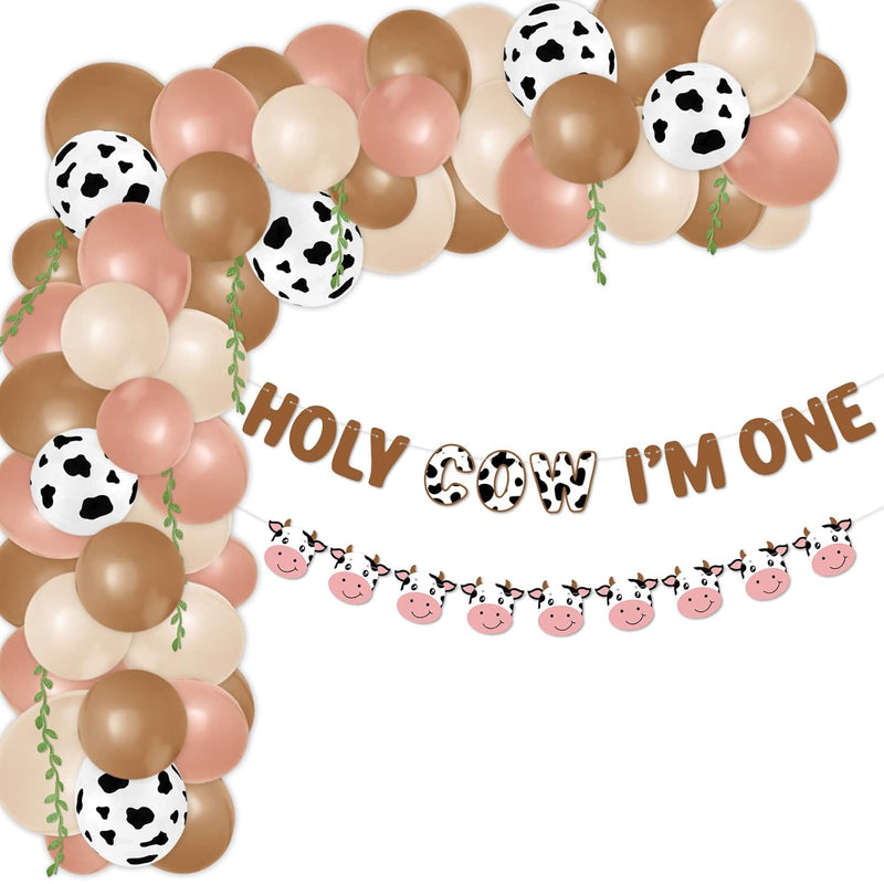 Cow Balloon Arch Kit Boho Birthday Decorations Brown Cream White Ballo