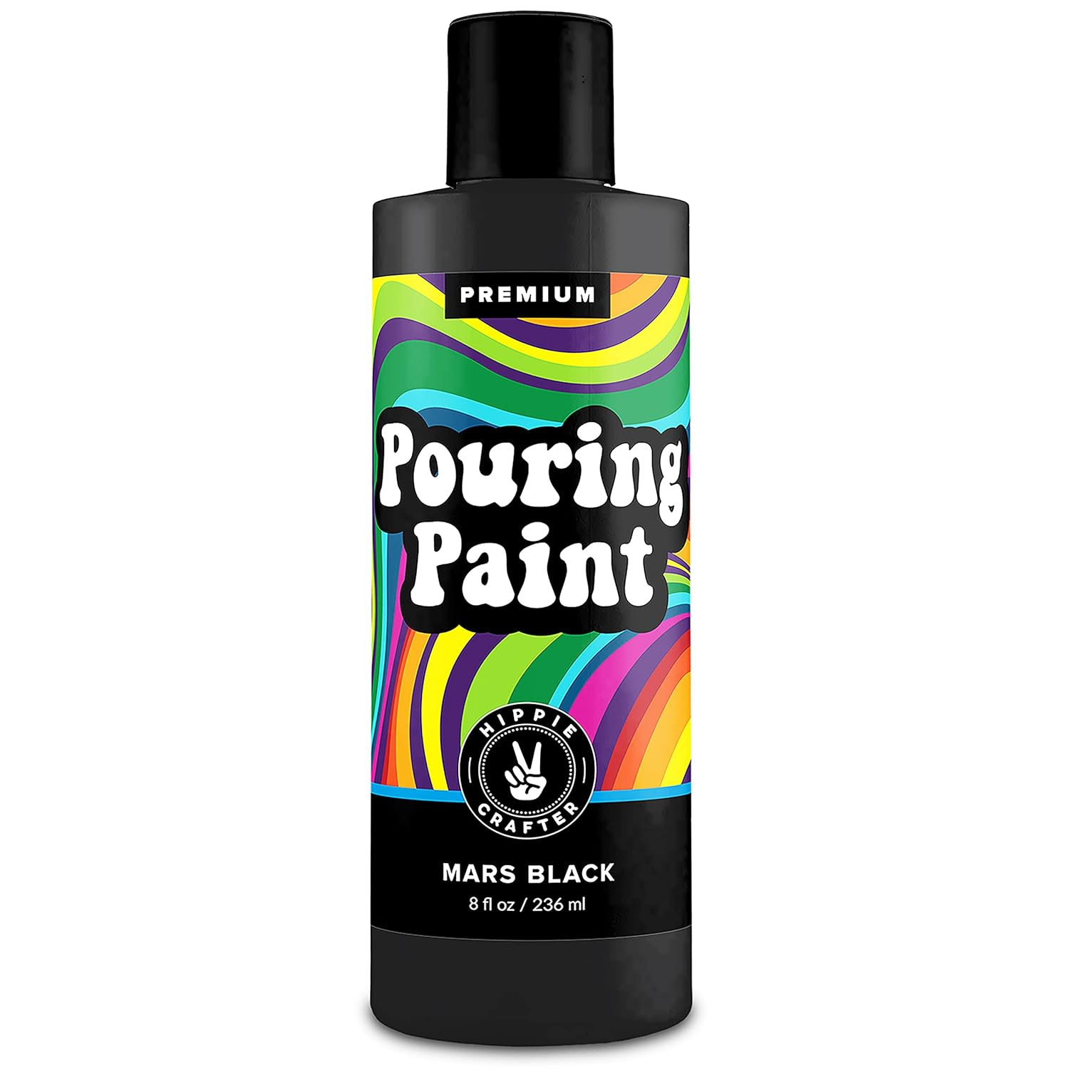 Black Acrylic Pouring Paint, Mars Black, 8Oz (236Ml) Bottle, For Pour Art And Flow Painting