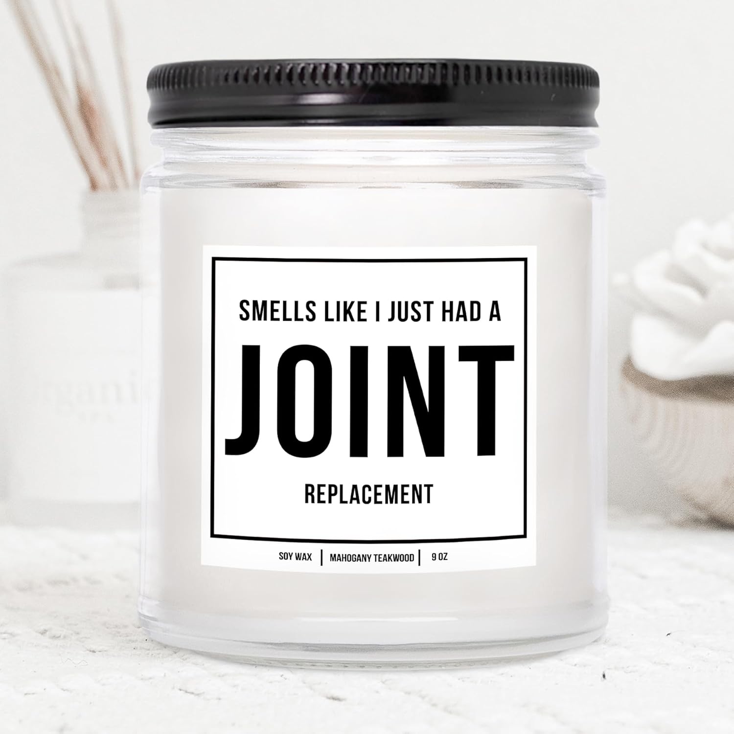 You Nique Designs Joint Replacement Candle - Hip Surgery, After Knee Surgery Gifts For Women, Knee Replacement, Hip Replacement Candles, Knee Surgery Recovery Gifts (Mahogany Teakwood)