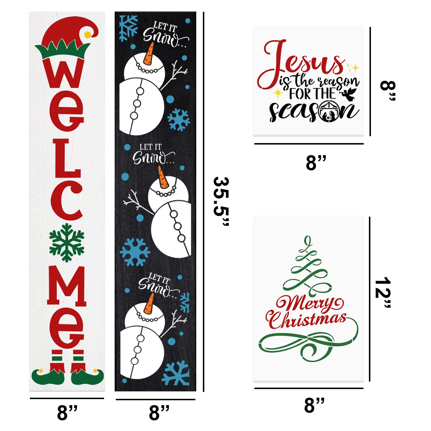 Christmas Stencils For Painting On Wood Let It Snow Stencil For Porch Sign Merry Christmas Stencil Believe Snowman Holiday Stencils For Crafts Reusable