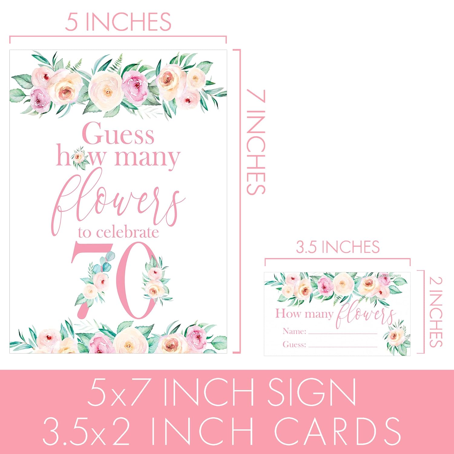 70Th Birthday Party Game – Guess How Many Flowers Game For Mom Or For Her – Pink Floral Birthday Activity For Women