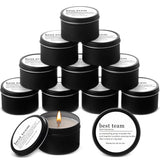12 Pcs Best Team Gifts Candles Bulk 3 Oz Thank You Soy Wax Jar Scented Candles Thank You Team Party Favor Employees Appreciation Gifts For Teacher Nurse Student Coworker(Black)